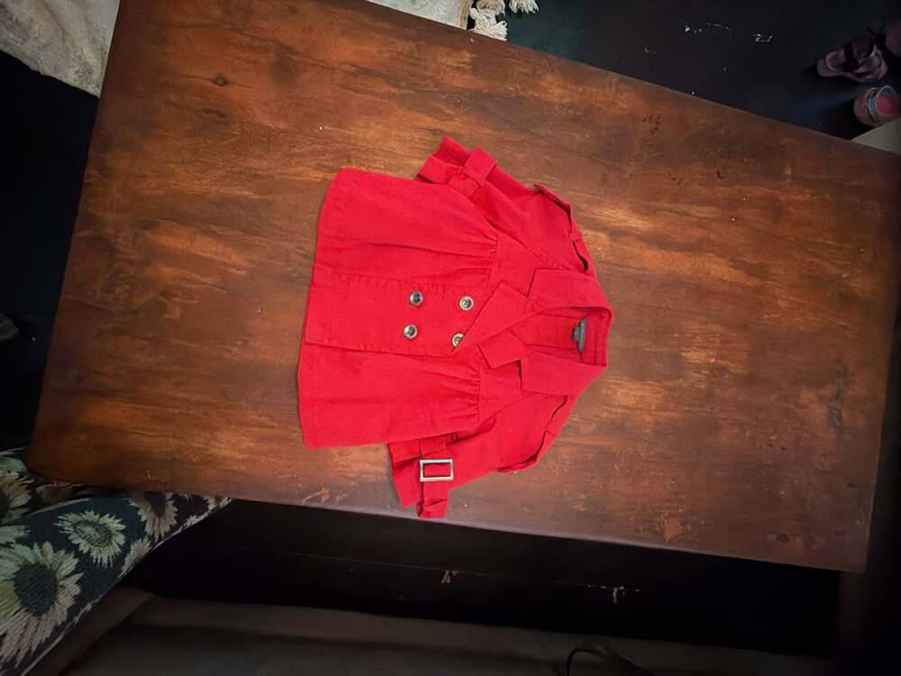 Armani Exchange Red Double Breasted Cropped Trench Jacket Size XS